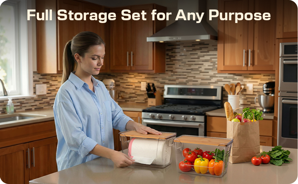 Woman using MZEYZIS organizer in kitchen