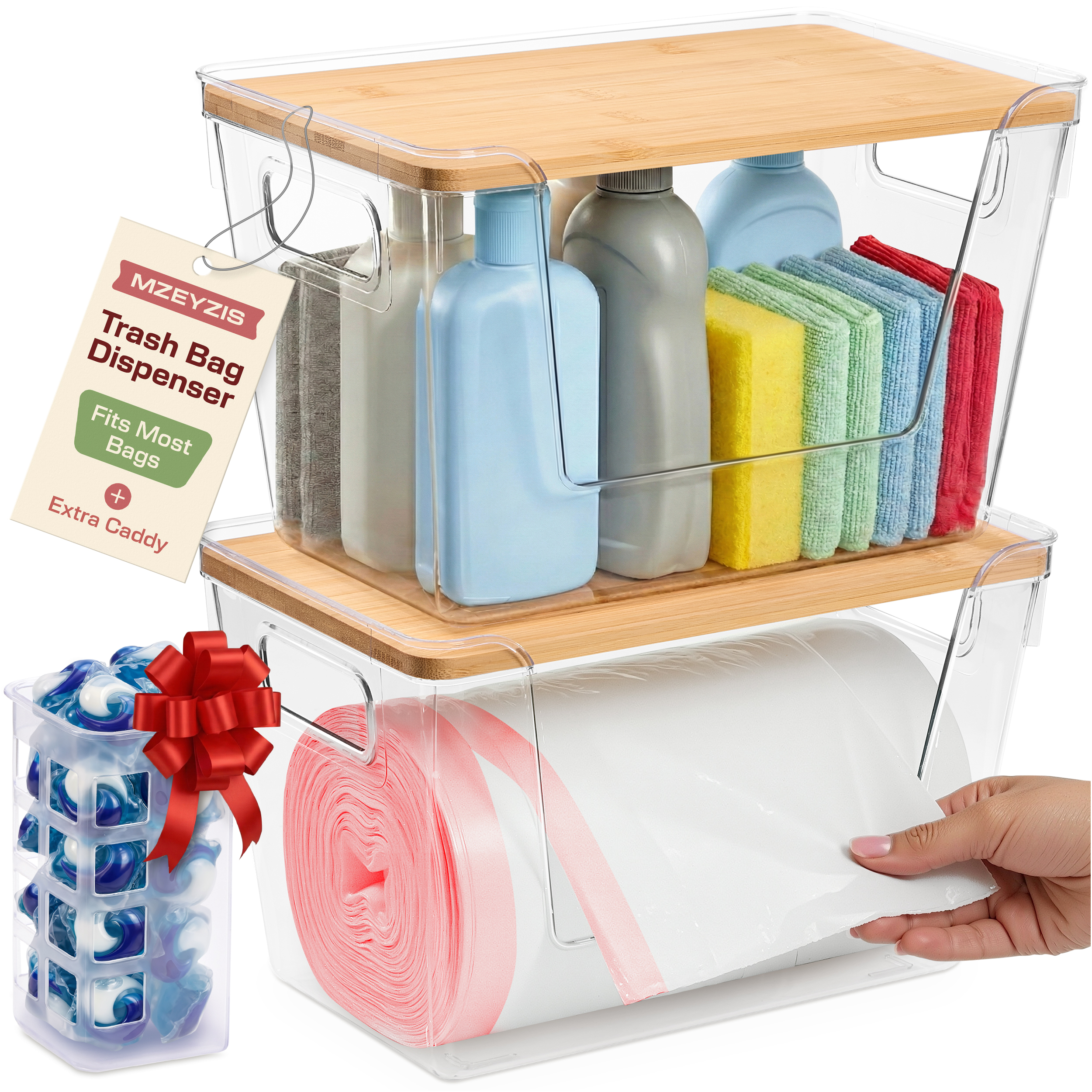 2-Pack stackable trash bag dispenser