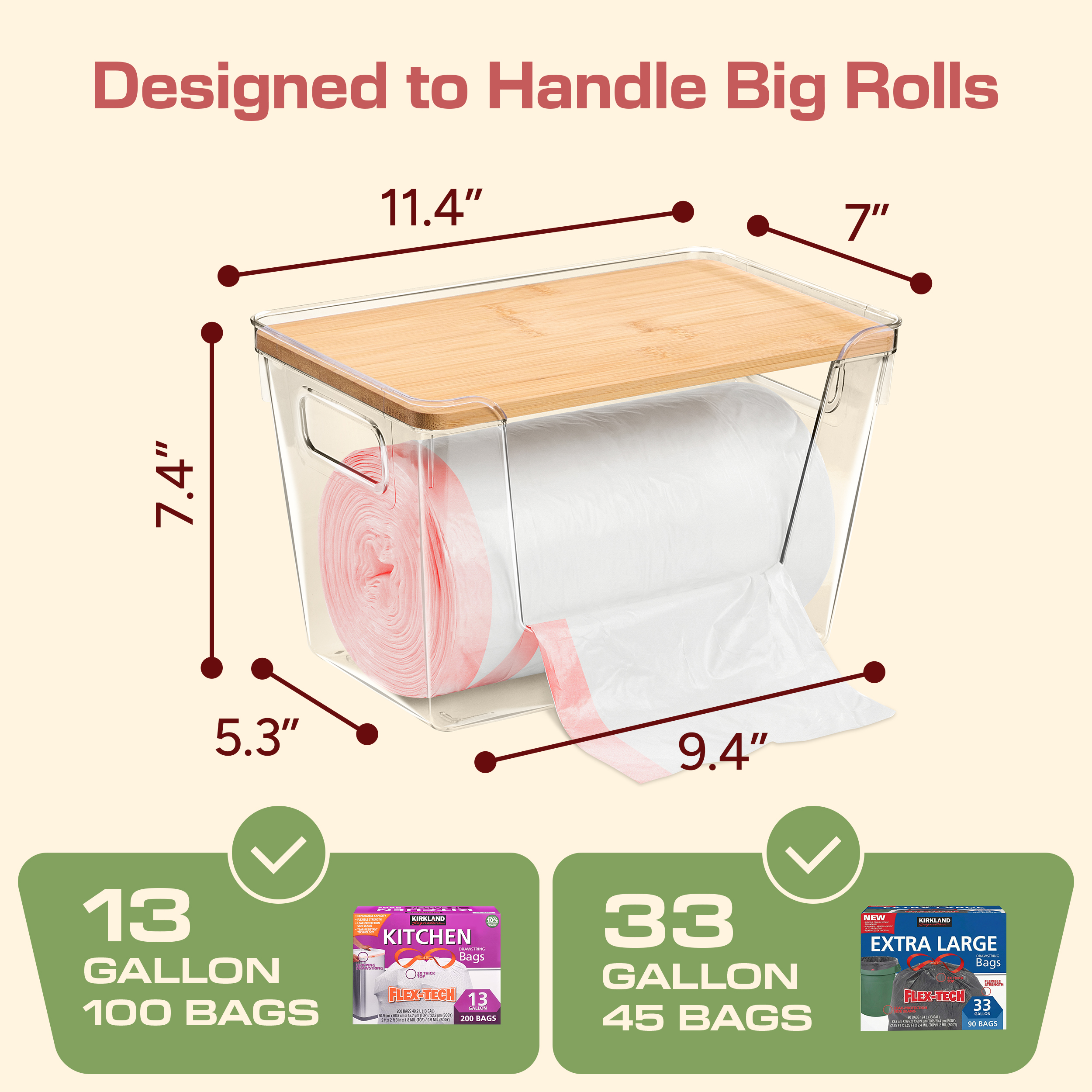 Trash bag organizer dimensions